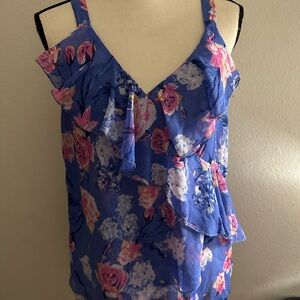 Floral Blue and Pink Women's Top